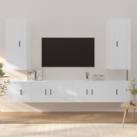 TV furniture set 6 pieces white plywood by vidaXL, TV Furniture - Ref: Foro24-3188838, Price: 249,99 €, Discount: %