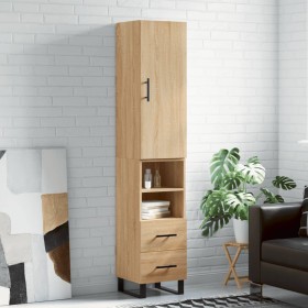 Aparador de madera contrachapada roble Sonoma 34,5x34x180 cm de vidaXL, Aparadores - Ref: Foro24-3198940, Precio: 105,99 €, D...