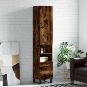 Aparador de madera contrachapada roble ahumado 34,5x34x180 cm de vidaXL, Aparadores - Ref: Foro24-3198942, Precio: 105,63 €, ...