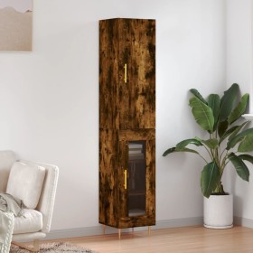 Aparador de madera contrachapada roble ahumado 34,5x34x180 cm de vidaXL, Aparadores - Ref: Foro24-3199038, Precio: 94,99 €, D...