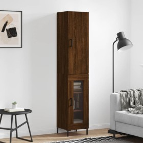 Tall brown oak plywood sideboard 34.5x34x180 cm by vidaXL, Sideboards - Ref: Foro24-3199048, Price: 100,81 €, Discount: %