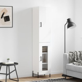 Tall white glossy plywood sideboard 34.5x34x180 cm by vidaXL, Sideboards - Ref: Foro24-3199051, Price: 109,99 €, Discount: %