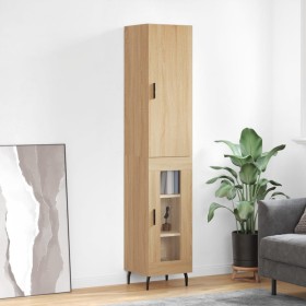 Aparador de madera contrachapada roble Sonoma 34,5x34x180 cm de vidaXL, Aparadores - Ref: Foro24-3199060, Precio: 104,88 €, D...