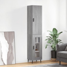 Aparador alto madera contrachapada gris Sonoma 34,5x34x180 cm de vidaXL, Aparadores - Ref: Foro24-3199063, Precio: 105,99 €, ...