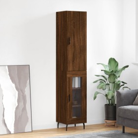 Aparador alto madera contrachapada roble marrón 34,5x34x180 cm de vidaXL, Aparadores - Ref: Foro24-3199064, Precio: 106,99 €,...