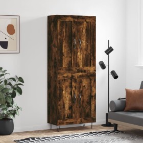 Aparador alto madera contrachapada roble ahumado 69,5x34x180 cm de vidaXL, Aparadores - Ref: Foro24-3199718, Precio: 133,99 €...