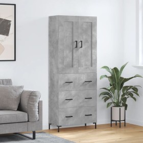 Aparador alto madera contrachapada gris hormigón 69,5x34x180 cm de vidaXL, Aparadores - Ref: Foro24-3199749, Precio: 158,99 €...