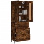 Aparador alto madera contrachapada roble ahumado 69,5x34x180 cm de vidaXL, Aparadores - Ref: Foro24-3199750, Precio: 159,44 €...