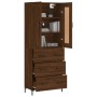 Aparador alto madera contrachapada marrón roble 69,5x34x180 cm de vidaXL, Aparadores - Ref: Foro24-3199752, Precio: 163,76 €,...