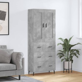 Aparador alto madera contrachapada gris hormigón 69,5x34x180 cm de vidaXL, Aparadores - Ref: Foro24-3199765, Precio: 159,99 €...