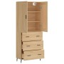 Aparador alto madera contrachapada color roble 69,5x34x180 cm de vidaXL, Aparadores - Ref: Foro24-3199764, Precio: 175,33 €, ...