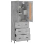 Aparador alto madera contrachapada gris hormigón 69,5x34x180 cm de vidaXL, Aparadores - Ref: Foro24-3199765, Precio: 160,86 €...