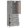 Aparador alto madera contrachapada gris sonoma 69,5x34x180 cm de vidaXL, Aparadores - Ref: Foro24-3199767, Precio: 173,30 €, ...