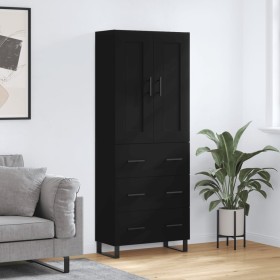 Aparador alto madera contrachapada negro 69,5x34x180 cm de vidaXL, Aparadores - Ref: Foro24-3199770, Precio: 203,99 €, Descue...