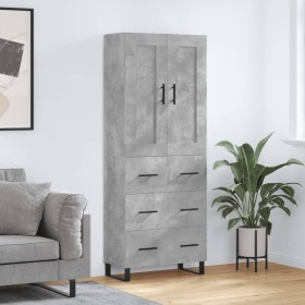 Aparador alto madera contrachapada gris hormigón 69,5x34x180 cm de vidaXL, Aparadores - Ref: Foro24-3199773, Precio: 175,99 €...