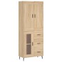 Tall plywood oak-colored highboard 69.5x34x180 cm by vidaXL, Sideboards - Ref: Foro24-3199956, Price: 166,99 €, Discount: %