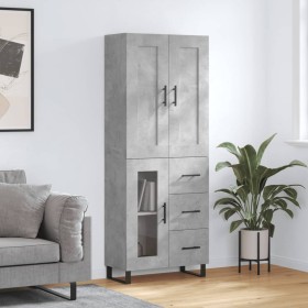 Aparador alto madera contrachapada gris hormigón 69,5x34x180 cm de vidaXL, Aparadores - Ref: Foro24-3199965, Precio: 166,06 €...