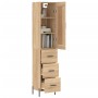 Aparador de madera contrachapada roble Sonoma 34,5x34x180 cm de vidaXL, Aparadores - Ref: Foro24-3200204, Precio: 117,35 €, D...