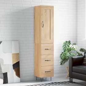 Aparador de madera contrachapada roble Sonoma 34,5x34x180 cm de vidaXL, Aparadores - Ref: Foro24-3200228, Precio: 103,99 €, D...