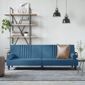 Blue velvet sofa bed with armrests by vidaXL, Sofas - Ref: Foro24-351893, Price: 262,44 €, Discount: %