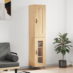 Aparador de madera contrachapada roble Sonoma 34,5x34x180 cm de vidaXL, Aparadores - Ref: Foro24-3200364, Precio: 92,99 €, De...