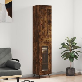 Aparador de madera contrachapada roble ahumado 34,5x34x180 cm de vidaXL, Aparadores - Ref: Foro24-3200366, Precio: 92,99 €, D...