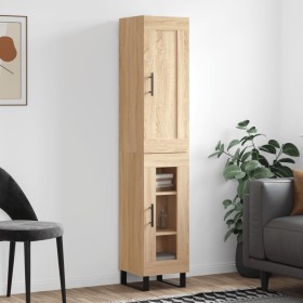 Aparador de madera contrachapada roble Sonoma 34,5x34x180 cm de vidaXL, Aparadores - Ref: Foro24-3200412, Precio: 99,99 €, De...