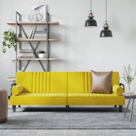 Yellow velvet sofa bed with armrests by vidaXL, Sofas - Ref: Foro24-351899, Price: 232,99 €, Discount: %