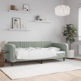 Light gray velvet sofa bed 90x200 cm by vidaXL, Beds and slatted bases - Ref: Foro24-354086, Price: 214,58 €, Discount: %