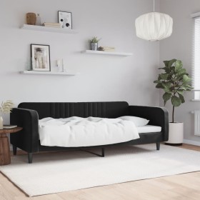 Black velvet sofa bed 90x200 cm by vidaXL, Beds and slatted bases - Ref: Foro24-354090, Price: 211,97 €, Discount: %