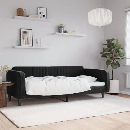 Sofá cama terciopelo negro 90x200 cm de vidaXL, Camas y somieres - Ref: Foro24-354090, Precio: 200,99 €, Descuento: %