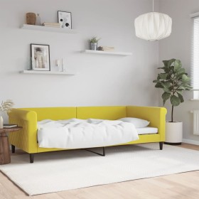 Yellow velvet sofa bed 90x200 cm by vidaXL, Beds and slatted bases - Ref: Foro24-354249, Price: 218,99 €, Discount: %