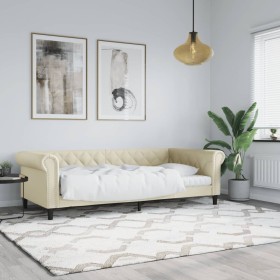 Sofá cama cuero sintético color crema 90x200 cm de vidaXL, Camas y somieres - Ref: Foro24-354228, Precio: 256,99 €, Descuento: %