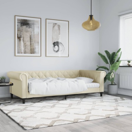 Cream synthetic leather sofa bed 90x200 cm by vidaXL, Beds and slatted bases - Ref: Foro24-354228, Price: 256,91 €, Discount: %