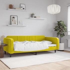 Yellow velvet sofa bed 90x200 cm by vidaXL, Beds and slatted bases - Ref: Foro24-354091, Price: 204,18 €, Discount: %