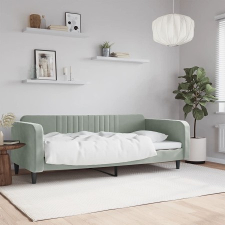 Light gray velvet sofa bed 100x200 cm by vidaXL, Beds and slatted bases - Ref: Foro24-354093, Price: 224,55 €, Discount: %