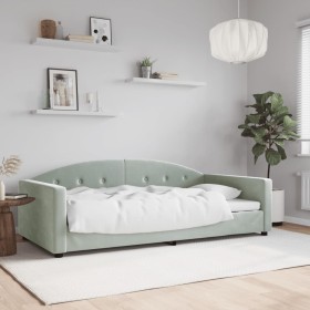 Light gray velvet sofa bed 100x200 cm by vidaXL, Beds and slatted bases - Ref: Foro24-354143, Price: 218,99 €, Discount: %