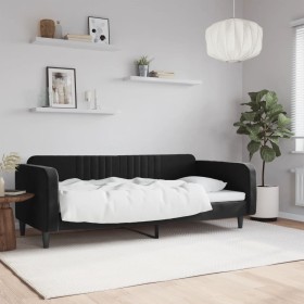 Black velvet sofa bed 100x200 cm by vidaXL, Beds and slatted bases - Ref: Foro24-354097, Price: 209,99 €, Discount: %