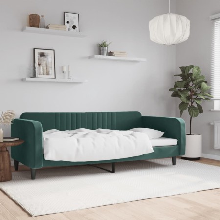 Sofá cama terciopelo verde oscuro 90x200 cm de vidaXL, Camas y somieres - Ref: Foro24-354088, Precio: 211,73 €, Descuento: %