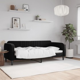 Black velvet sofa bed 80x200 cm by vidaXL, Beds and slatted bases - Ref: Foro24-354083, Price: 211,99 €, Discount: %