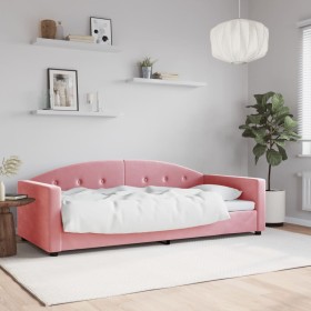 Pink velvet sofa bed 90x200 cm by vidaXL, Beds and slatted bases - Ref: Foro24-354139, Price: 214,99 €, Discount: %