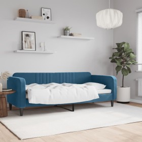 Blue velvet sofa bed 80x200 cm by vidaXL, Beds and slatted bases - Ref: Foro24-354078, Price: 208,99 €, Discount: %