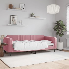 Pink velvet sofa bed 80x200 cm by vidaXL, Beds and slatted bases - Ref: Foro24-354082, Price: 199,99 €, Discount: %