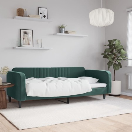 Sofá cama terciopelo verde oscuro 100x200 cm de vidaXL, Camas y somieres - Ref: Foro24-354095, Precio: 224,12 €, Descuento: %