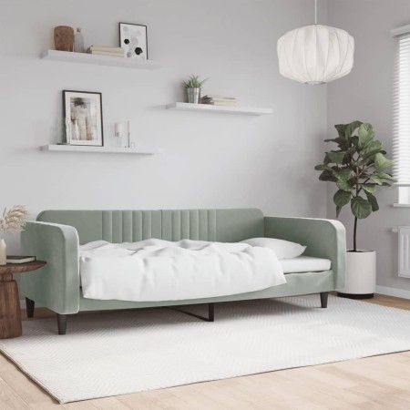 Light gray velvet sofa bed 90x190 cm by vidaXL, Beds and slatted bases - Ref: Foro24-354099, Price: 210,70 €, Discount: %