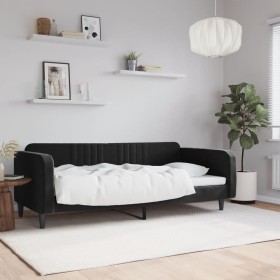 Black velvet sofa bed 90x190 cm by vidaXL, Beds and slatted bases - Ref: Foro24-354101, Price: 210,95 €, Discount: %