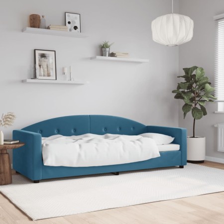 Blue velvet sofa bed 80x200 cm by vidaXL, Beds and slatted bases - Ref: Foro24-354128, Price: 208,01 €, Discount: %