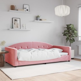 Pink velvet sofa bed 100x200 cm by vidaXL, Beds and slatted bases - Ref: Foro24-354146, Price: 222,41 €, Discount: %