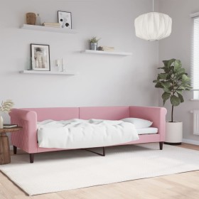 Pink velvet sofa bed 80x200 cm by vidaXL, Beds and slatted bases - Ref: Foro24-354240, Price: 212,63 €, Discount: %