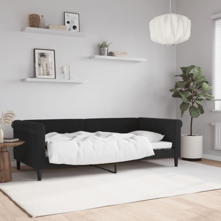 Black velvet sofa bed 90x190 cm by vidaXL, Beds and slatted bases - Ref: Foro24-354259, Price: 228,13 €, Discount: %